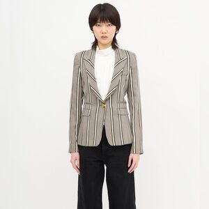 NWT Smythe stripe peaked lapel blazer grey white size 8